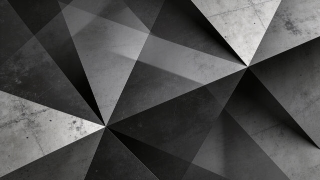 A high-resolution abstract background featuring overlapping, semi-transparent dark gray triangles and polygons. The surface has a subtle, mottled grunge texture resembling aged concrete or distressed 
