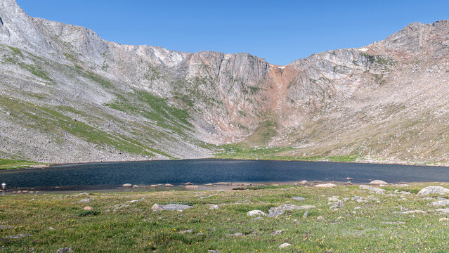 Sky Pond, Rocky Mountain National Park, in a sunny day