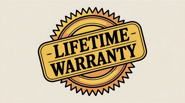 lifetime warranty yellow stamp vector. Gold emblem graphic of logo design for satisfaction of customer on advertising business. 