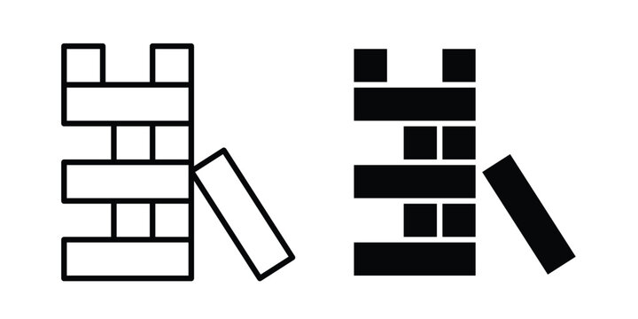 Wooden block icon line art pictograms collection. EPS10