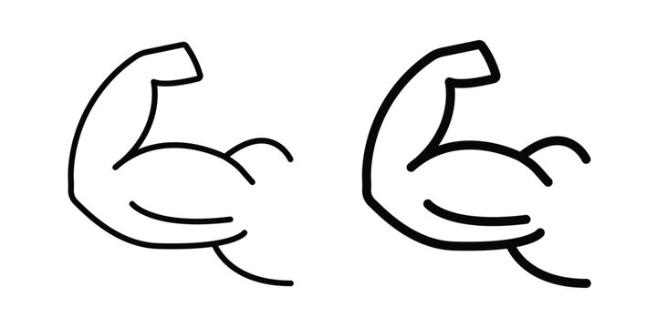 Strong arm icon line art pictograms collection. EPS10