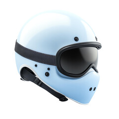 Fototapeta premium A stylish blue motorcycle helmet with goggles, perfect for riders and safety enthusiasts.