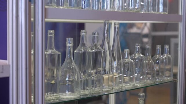 Glass Beverage Bottles Clear Green Brown. Glass Packaging Exhibition