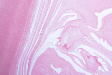 Fototapeta premium Pink Fluid Marble Cardstock Texture with White Swirls
