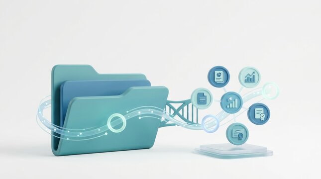 Digital information transfer from organizational folders abstract graphic concept