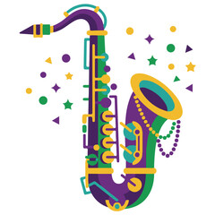 Stylized saxophone icon for mardi gras carnival festivities with saxophone instrument festival © Nisha