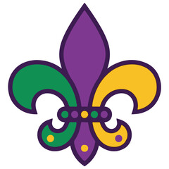 Traditional fleur de lis symbol in purple green and gold mardi gras carnival colors with carnival © Nisha