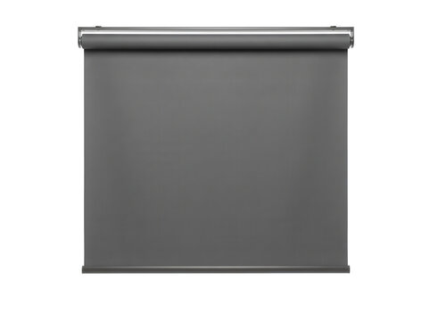 Charcoal Gray Roller Blind Window Shade, Blackout Fabric Treatment for Interior Design Mockups, Isolated on Black
