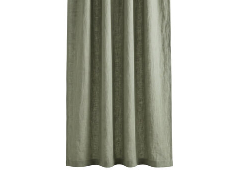 Sage Green Linen Curtain with Natural Folds Isolated on Black for Interior Design Mockups and Window Treatment Visualization