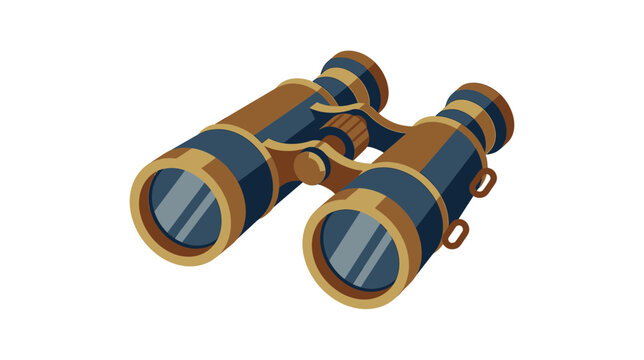 Vintage Binoculars on White Background
