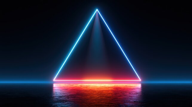 3d technology abstract neon light background, empty space scene, spotlight, dark night, virtual reality, cyber futuristic sci-fi background, street floor studio for mock up. colored geometric