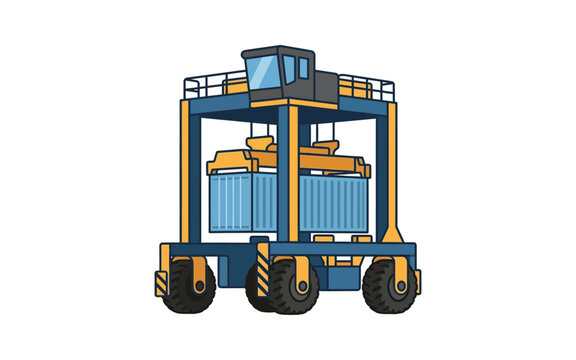 Straddle Carrier Shipping Container Vector Illustration