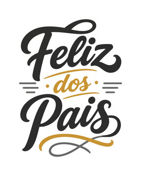 Feliz Dia dos Pais Preto Dourado e Cinza com Linhas Decorativas em Lettering Vetorial