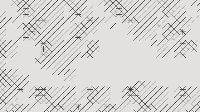 Minimalist white grid with diagonal black lines and stars
