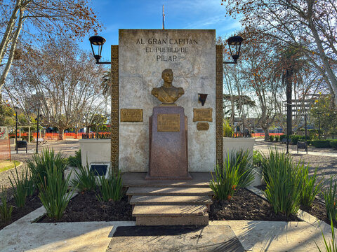 Pilar, General Jose de San Martin monument at 12 de Octubre Square - Buenos Aires Argentina