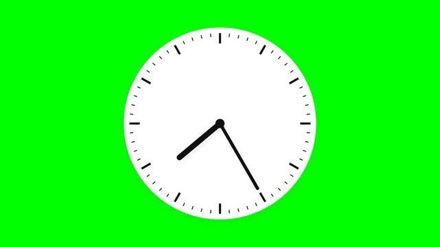 Minimalist analog clock face isolated on green
