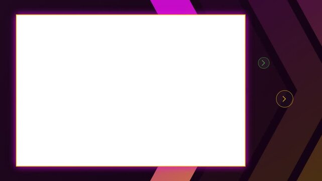 Neon glowing frame with abstract motion arrows