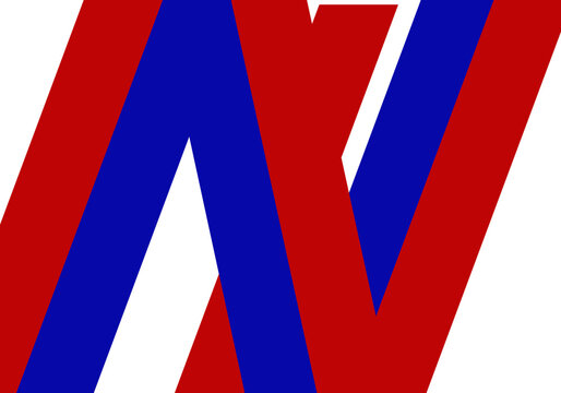 Red and blue geometric interlocking letter logo concept isolated on white background illustration