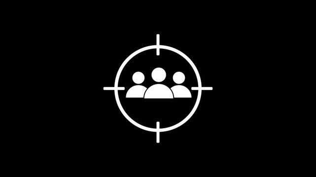Target Audience Icon Animation with People in Crosshair, Customer Targeting, Recruitment Focus, Team Selection, Market Segmentation, Business Strategy UI Motion Graphic