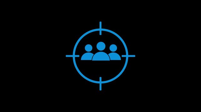 Target Audience Icon Animation with People in Crosshair, Customer Targeting, Recruitment Focus, Team Selection, Market Segmentation, Business Strategy UI Motion Graphic