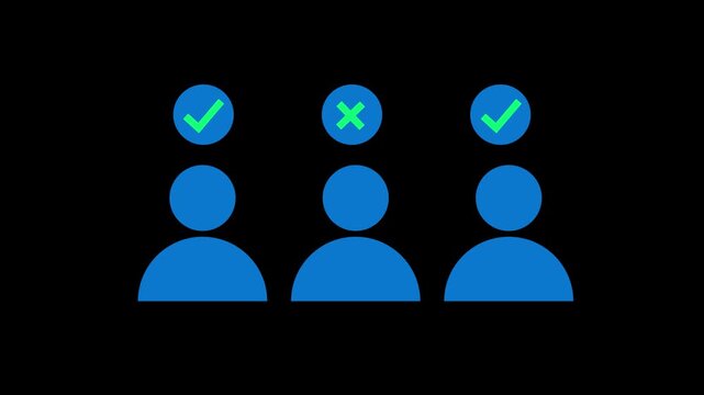User Selection and Approval Icon Animation, Accepted and Rejected Profile Symbol, Team Verification, Candidate Screening, Human Resources, Recruitment UI Motion Graphic