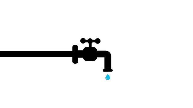 water tap icon animation, Motion graphics of water concept.4k
