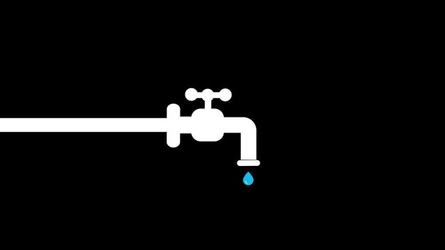 water tap icon animation, Motion graphics of water concept.4k