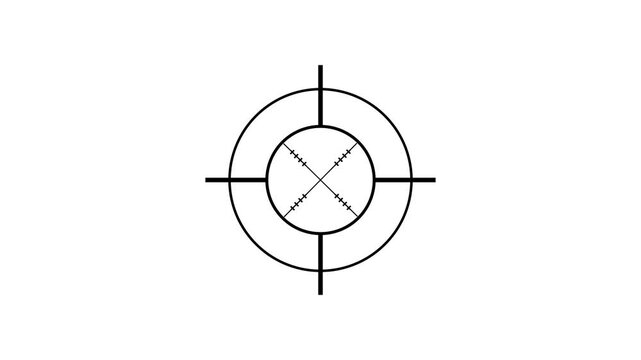 Gun Sight Crosshairs Bullseye icon. and motion graphics of target lock radar circle. target sniper, target gaming animation.