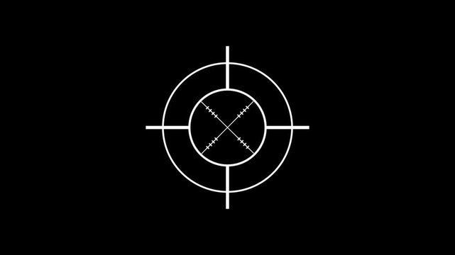 Gun Sight Crosshairs Bullseye icon. and motion graphics of target lock radar circle. target sniper, target gaming animation.