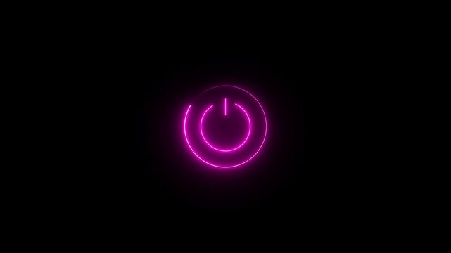 neon line glowing power button icon illustration. Motion graphics of power icon concept. Modern bright blue power button symbo