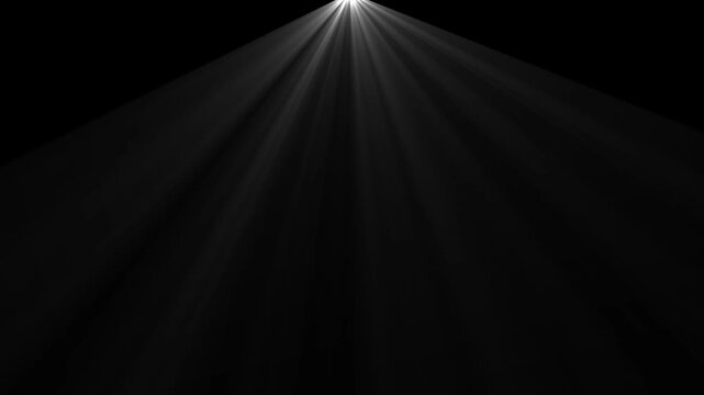 Flare light beam with smoke and dust particle effect abstract background. 4K 3D abstract light motion titles cinematic background. Light rays beam on black background loop animation .