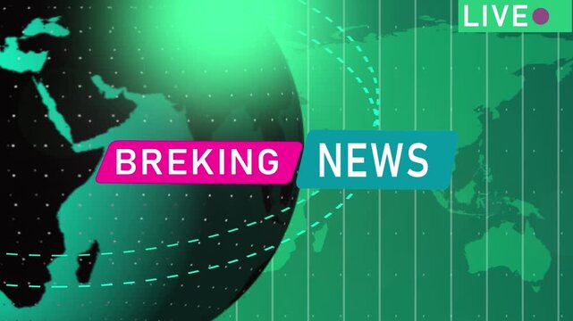 Breaking News Live Banner on Glowing World Map Business Interface Background Breaking News Banner with Global Map Background