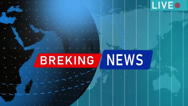 Breaking News Live Banner on Glowing World Map Business Interface Background Breaking News Banner with Global Map Background