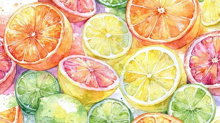 Fototapeta premium fruit, citrus, lemon, orange, grapefruit, slice, food, lime, seamless, pattern, fresh, illustration, vector, healthy, vitamin, juice, juicy, yellow
