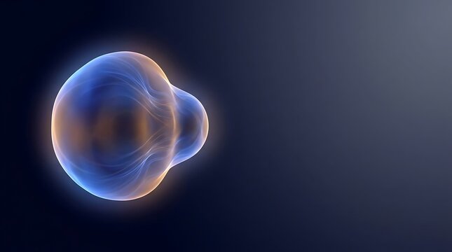 Abstract glowing bio cell division with energy light on dark backdrop