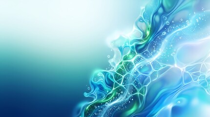 Dynamic abstract blue liquid splash with glowing network pattern