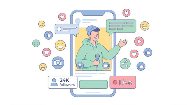 Online influencer livestream showcasing social media engagement with comments and analytics on screen.