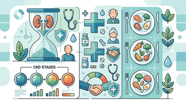 Chronic kidney disease management and health stages infographic