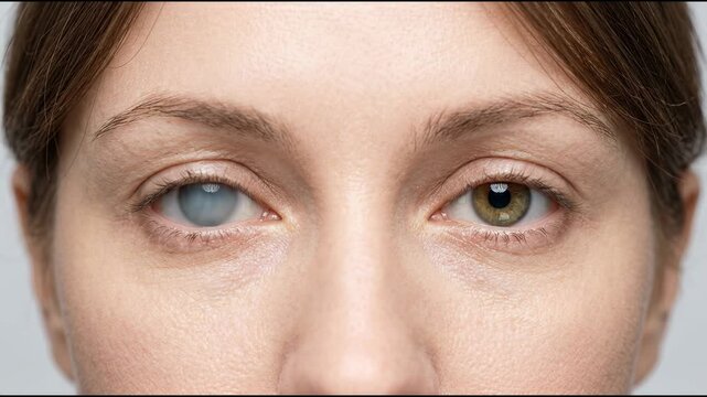 Cataracts Disease Eye Condition on a Young Woman Highlighting Visual Impairment and the Importance of Eye Health Awareness