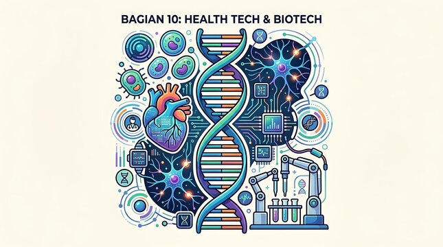 Futuristic health technology and biotechnology concept elements