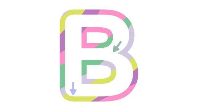 Animated letter B tracing guide for kids educational handwriting lesson
