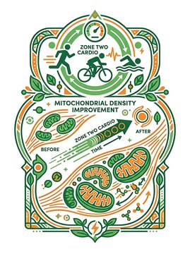 Zone two cardio and mitochondrial density improvement infographic