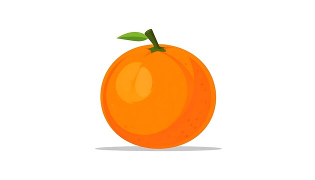 Fresh orange with green leaf on white background.