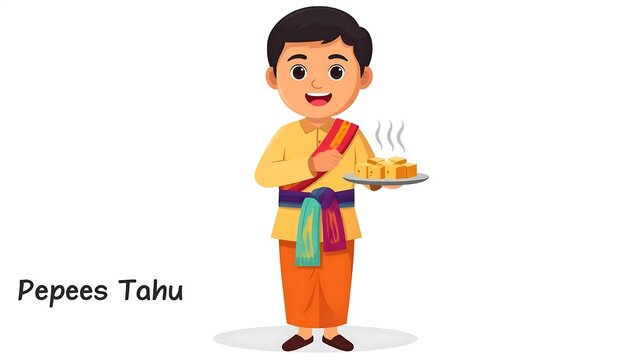 Cartoon boy holding colorful gift box smiling.