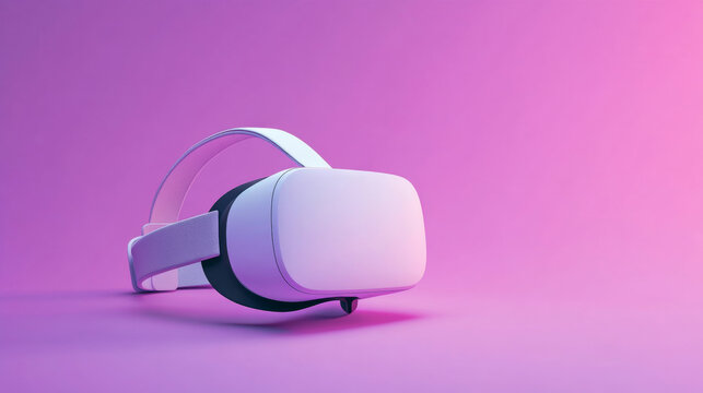 VR Virtual Reality Glasses on a Purple Gradient Background