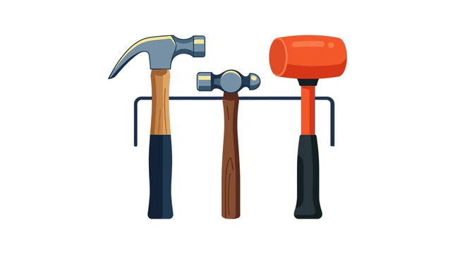 Collection of Three Assorted Hammers on Stand