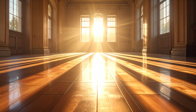 Sunlight streaming through windows interior