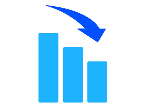 A blue downward trending graph
