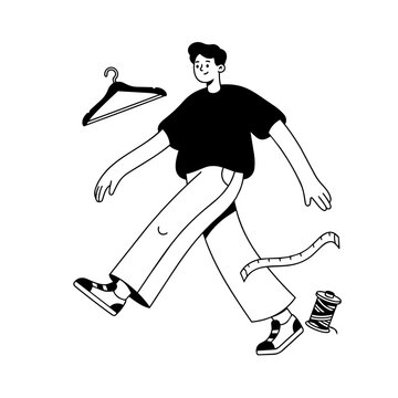 Man Shopping Hanger Fashion Lifestyle Illustration Element