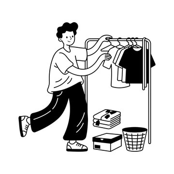Man Retail Clothing Rack Store Illustration Element